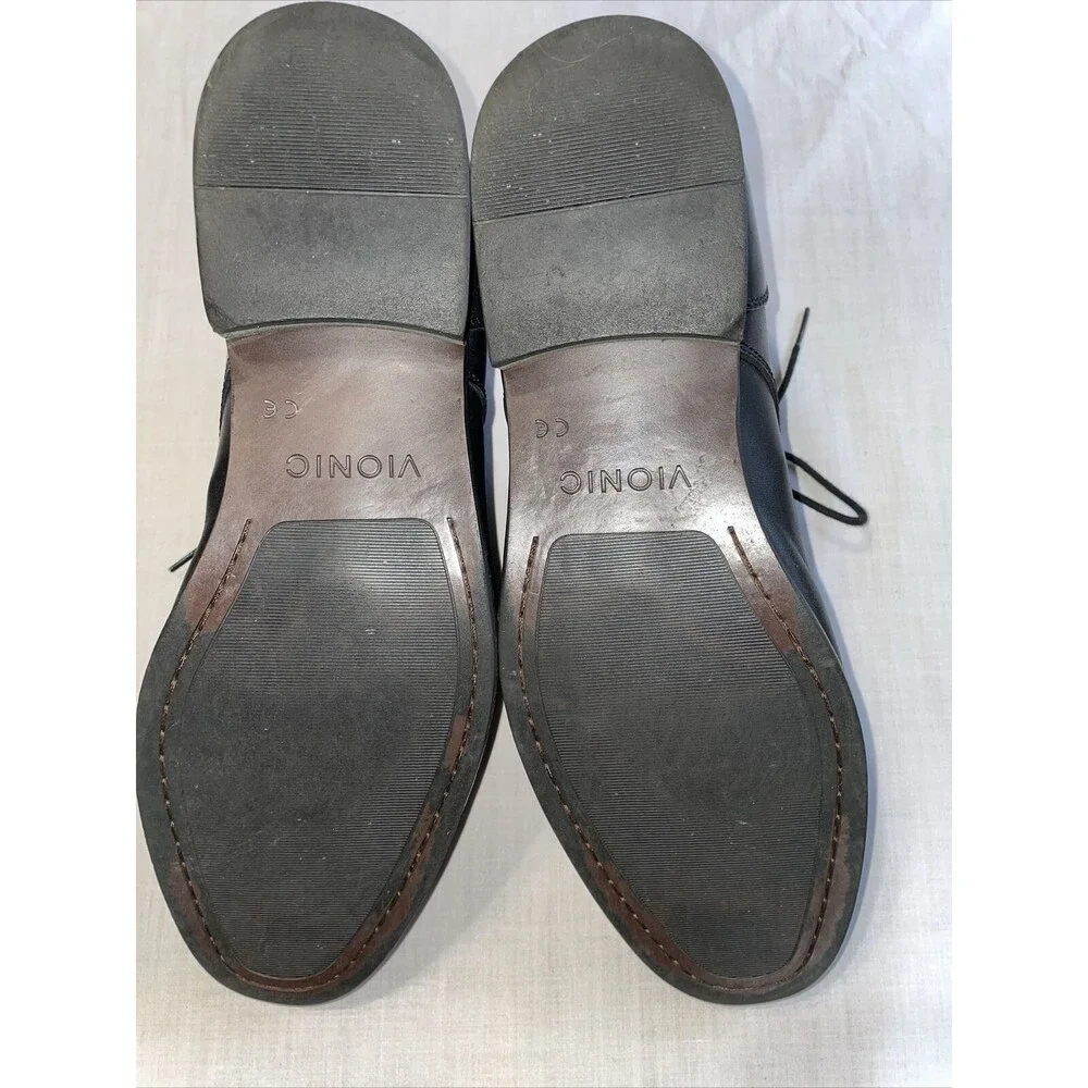 Vionic Captoe Dress Shoes Mens Size 9.5 M Black Leather Oxfords Block Heels